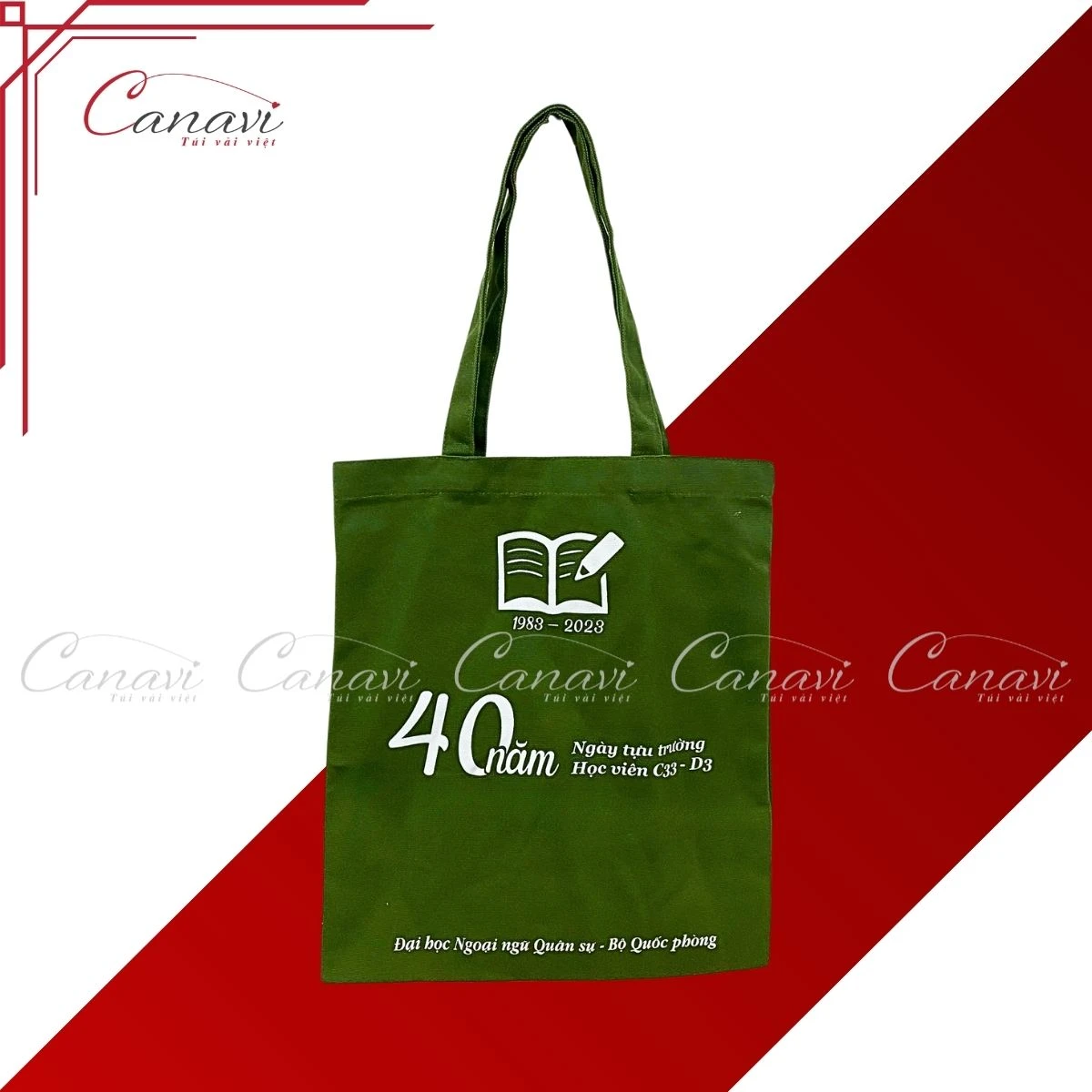 Túi vải canvas Đại học Ngoại ngữ Quân sự Bộ Quốc Phòng