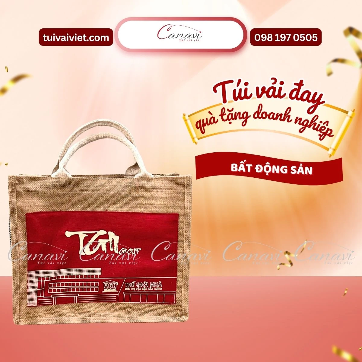 Tối ưu chi phí quà tặng khách hàng bất động sản với túi vải đay từ xưởng sản xuất trực tiếp