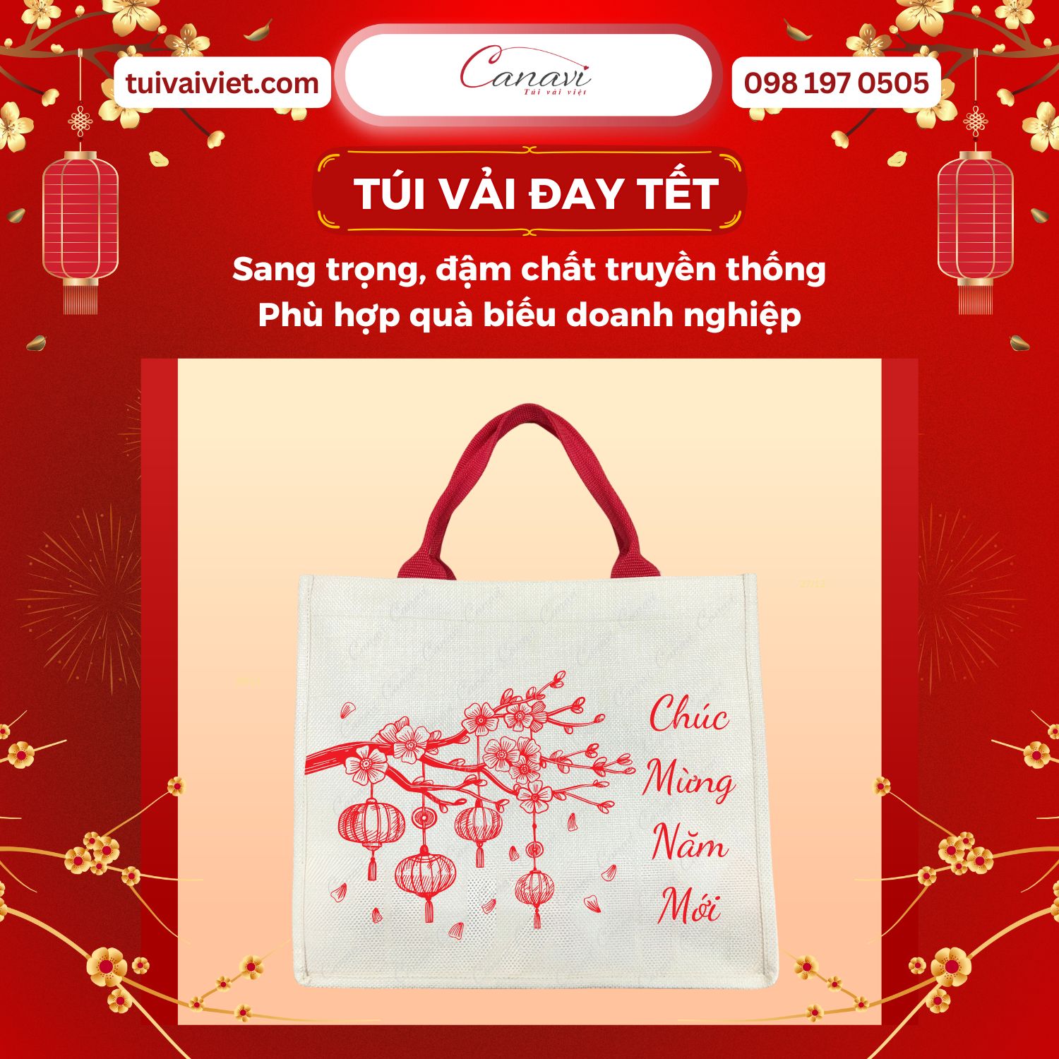 Túi vải đay Tết: Sang trọng, đậm chất truyền thống, phù hợp quà biếu doanh nghiệp