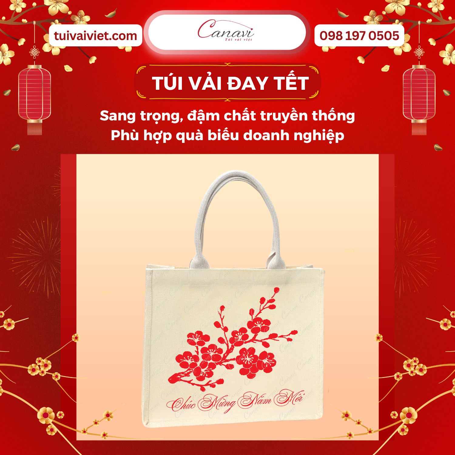 Bí quyết tối ưu chi phí khi đặt may túi vải đay Tết số lượng lớn