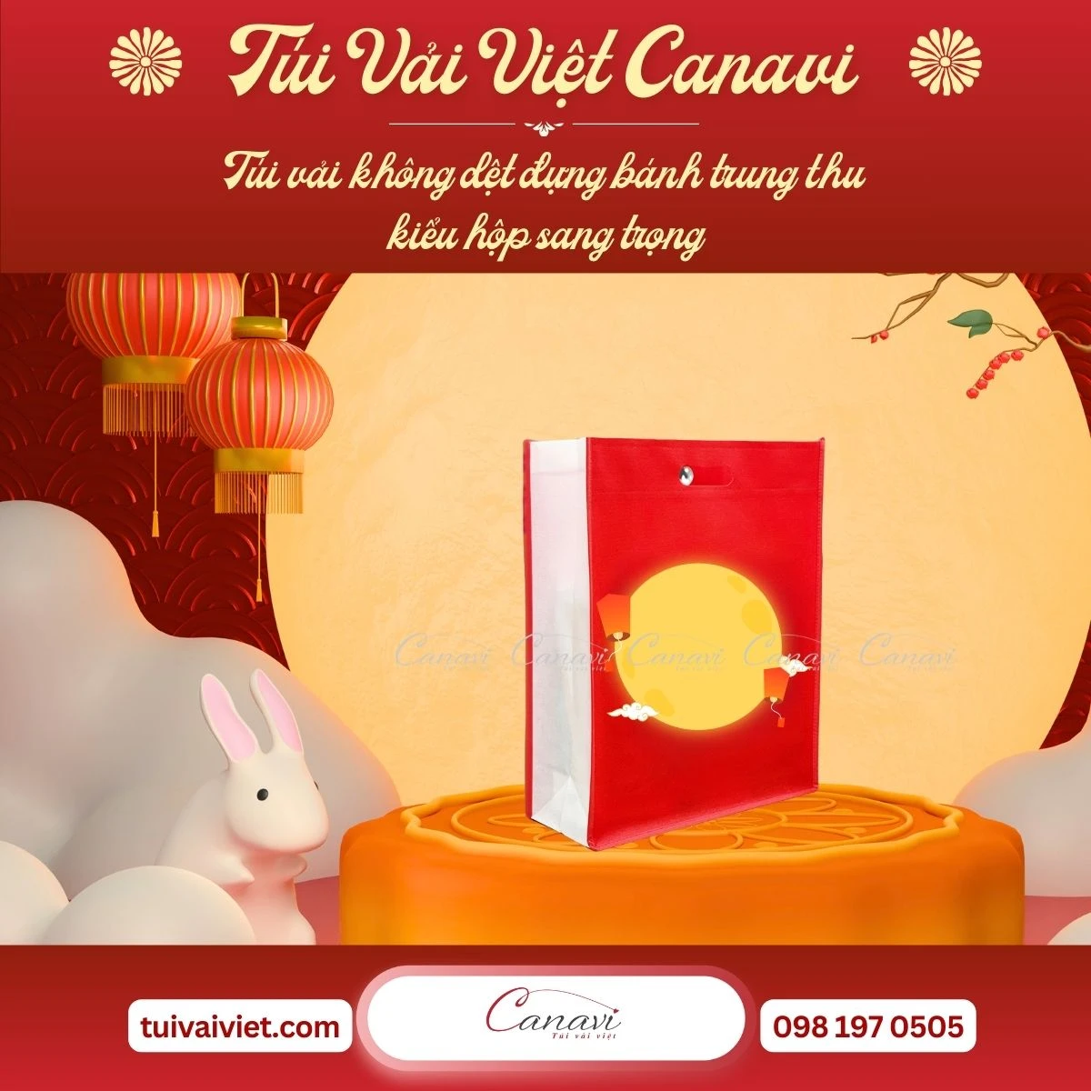 Túi vải không dệt kiểu hộp sang trọng, đựng vừa khay bánh