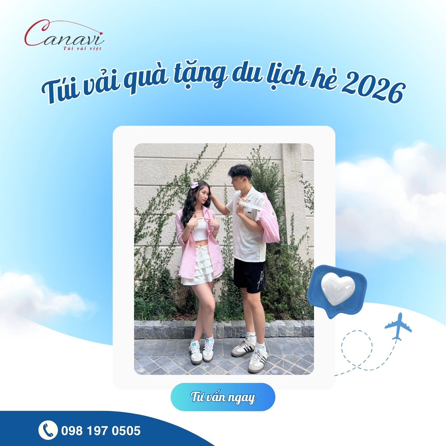 Túi vải quà tặng du lịch hè 2026 cho thương hiệu màu hồng