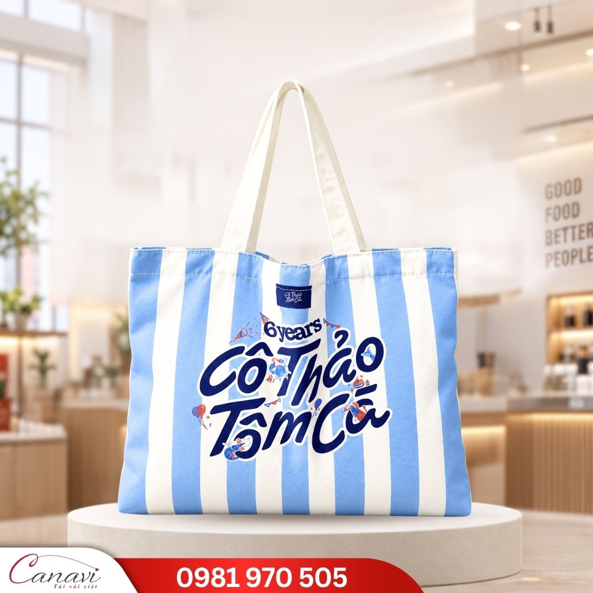 Túi canvas quà tặng Cô Thảo Tôm Cá