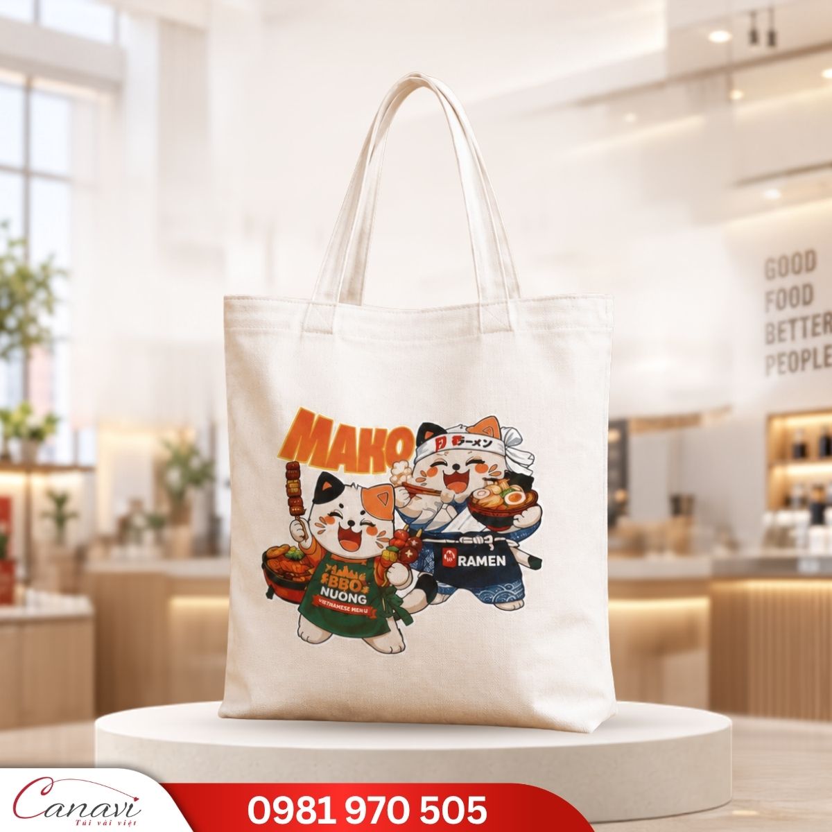 Túi canvas quà tặng nhà hàng nướng MAKO