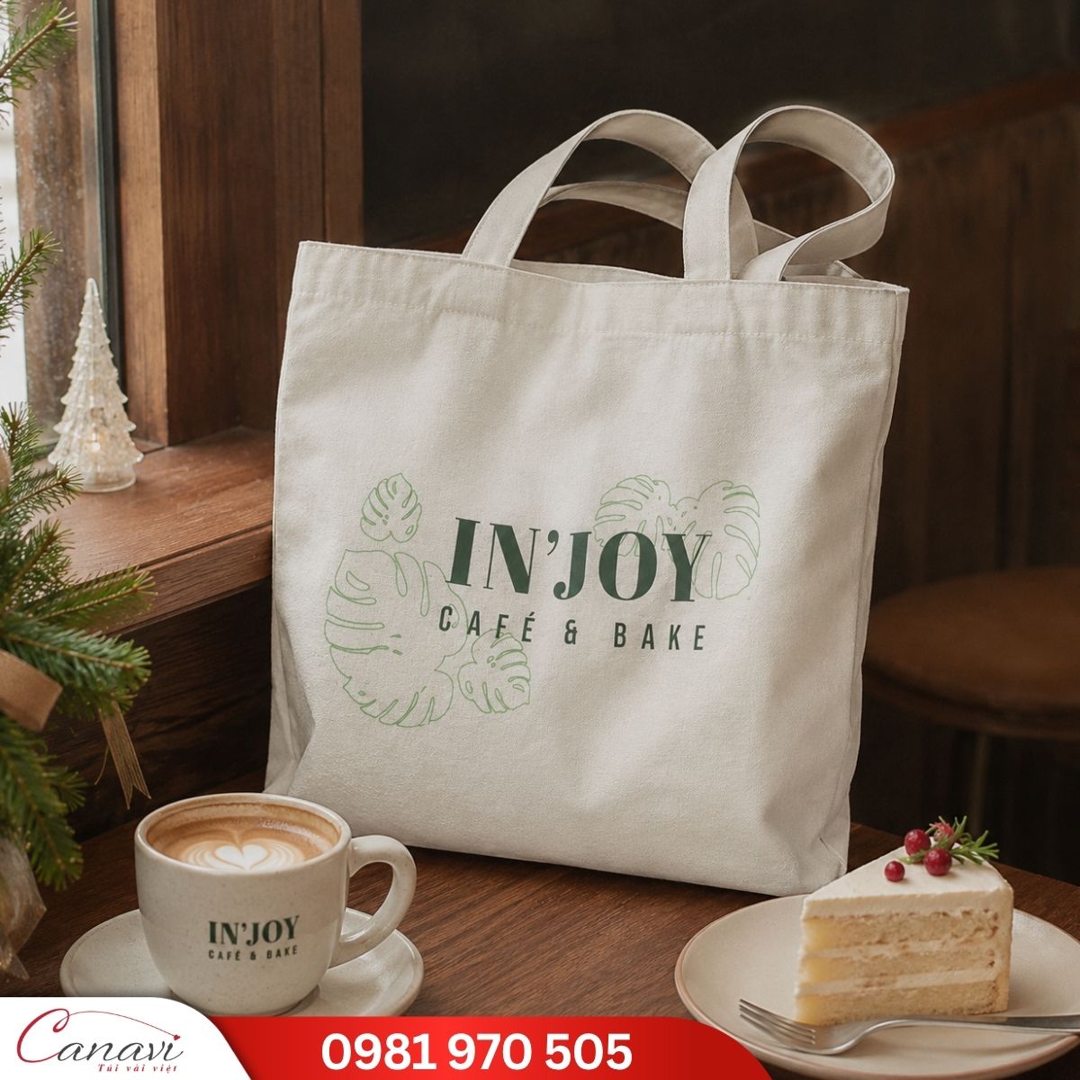 túi vải canvas injoy cafe and bake