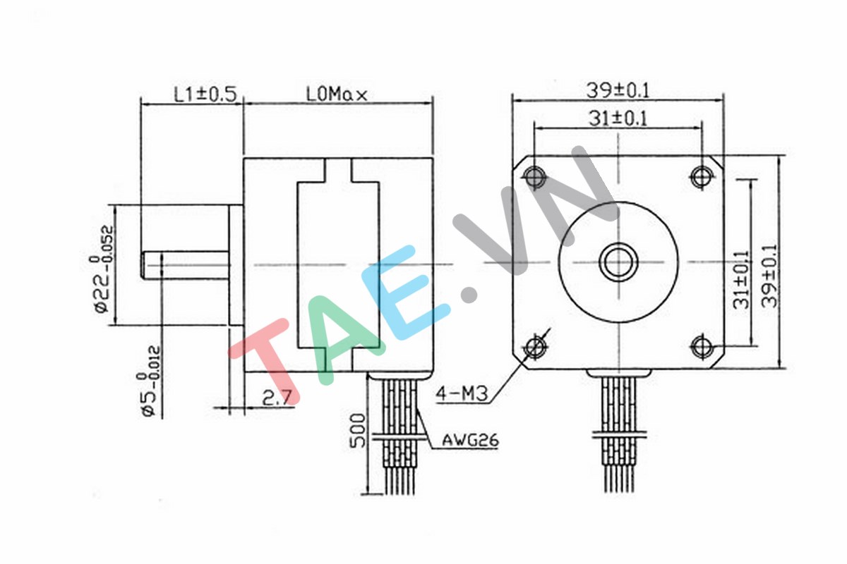 Động Cơ Bước Nema Size 39X30