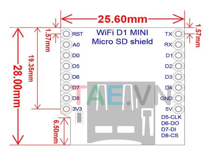 ESP8266 NodeMCU Lua D1 Mini Micro SD Card Shield