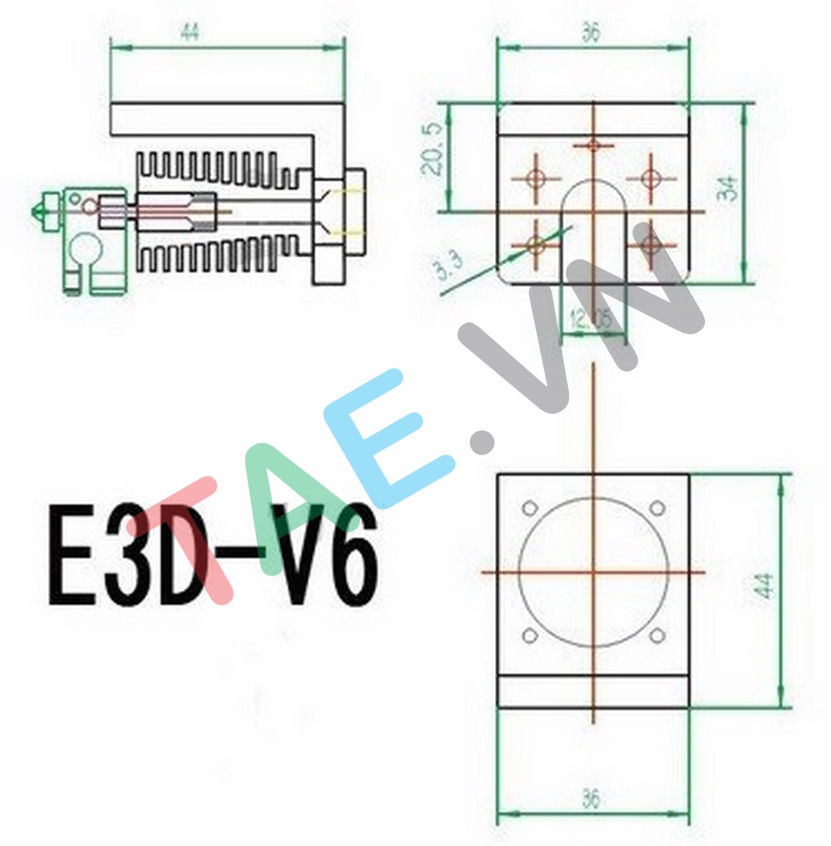 Gá Đỡ Nhôm Đầu Phun J-Head E3D V6