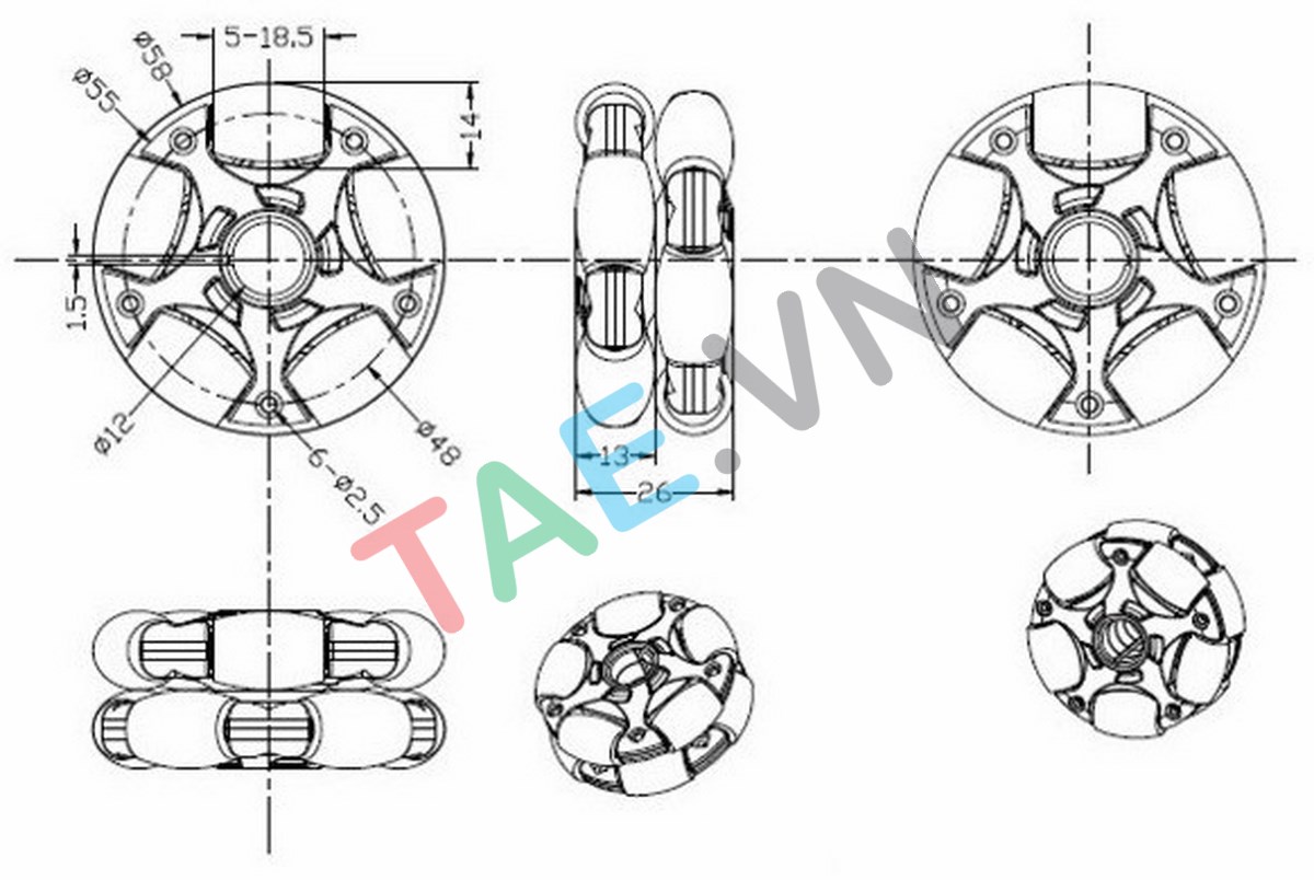 Khung Xe Kim Loại 3 Bánh Omni Tròn