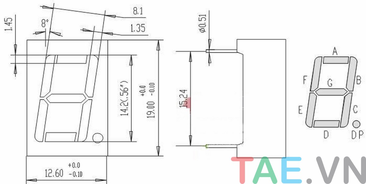 LED 7 Đoạn A Chung 0.56 inches Trường An Equipment