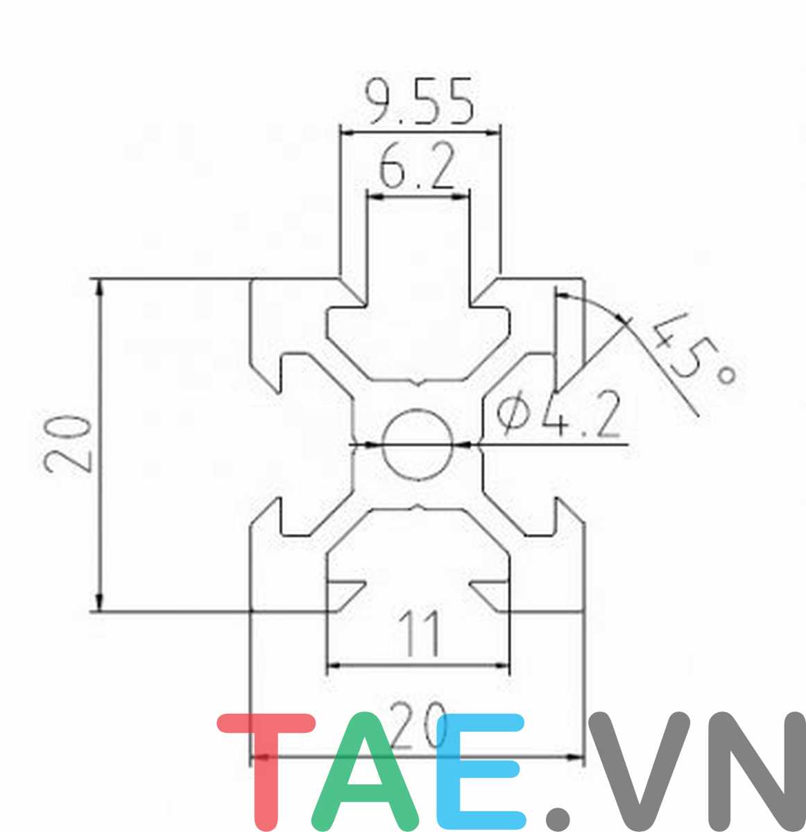 Nhôm Định Hình EU 2020 V-Slot Đen