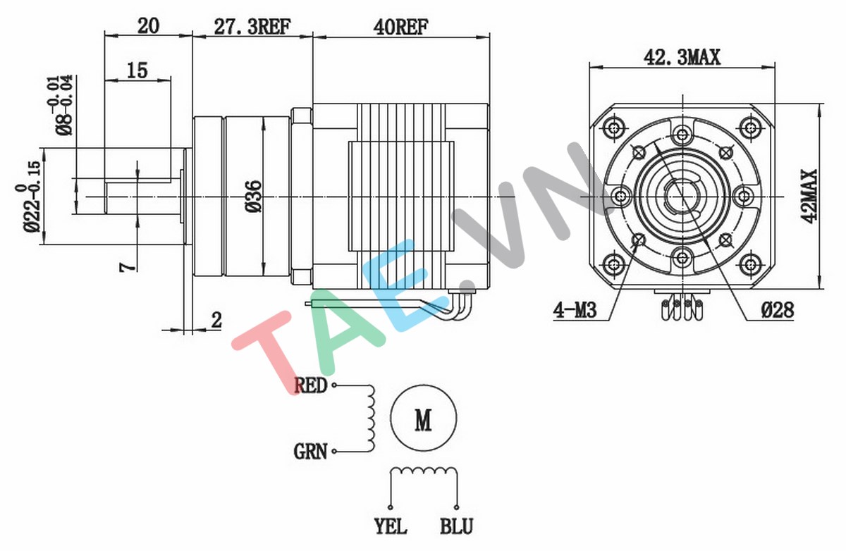 Động Cơ Bước Size 42 Giảm Tốc Tỉ Lệ 5.18:1