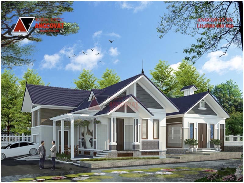 Phối cảnh view 1: Nhà 1 tầng có gác lửng đẹp, độc có tầng hầm diện tích 200m2