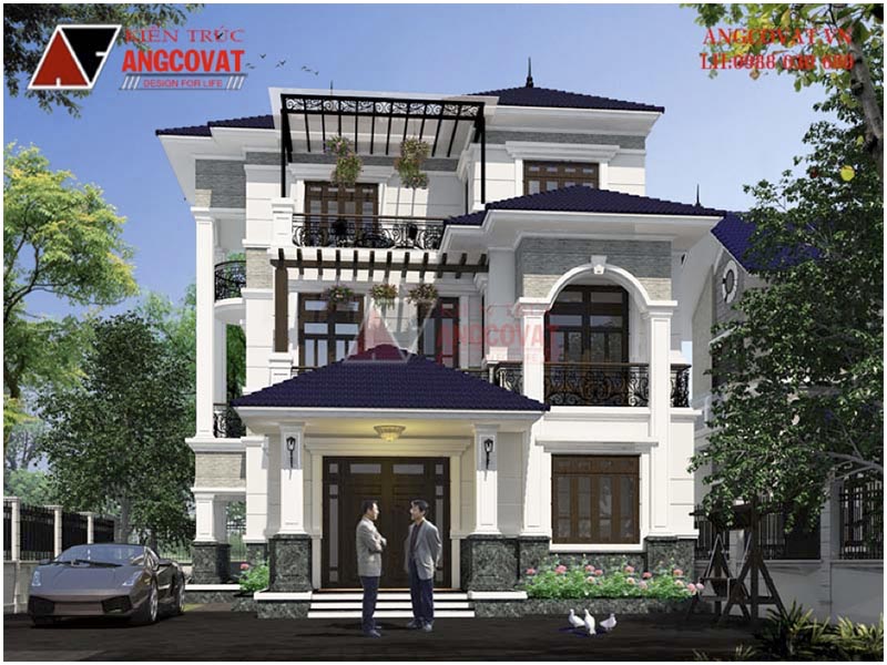 Tìm hiểu xây nhà 3 tầng 90m2 hết bao nhiêu tiền từ công trình biệt thự tân cổ điển