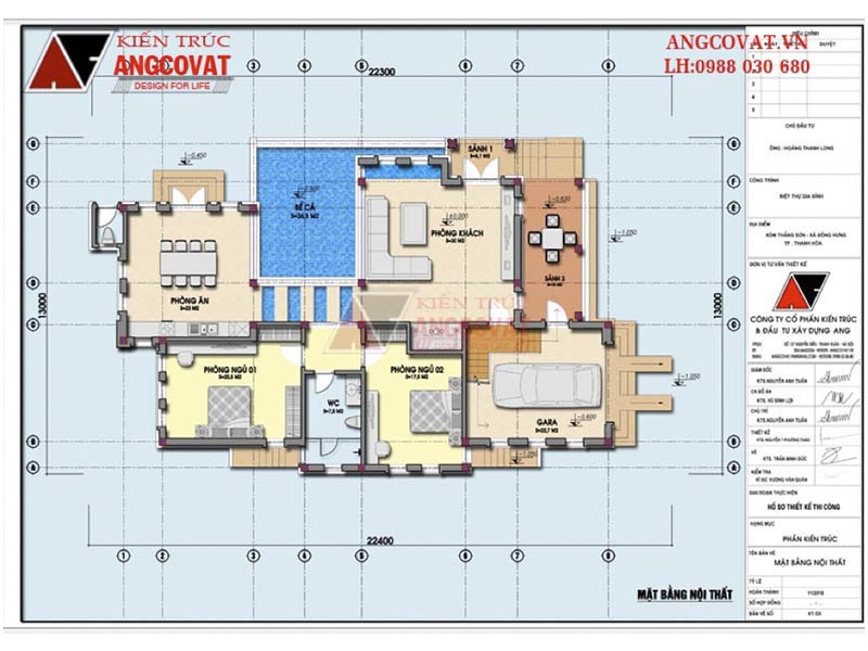 Mặt bằng nhà 1 tầng có gác lửng đẹp, độc có tầng hầm diện tích 200m2 – Tầng 1