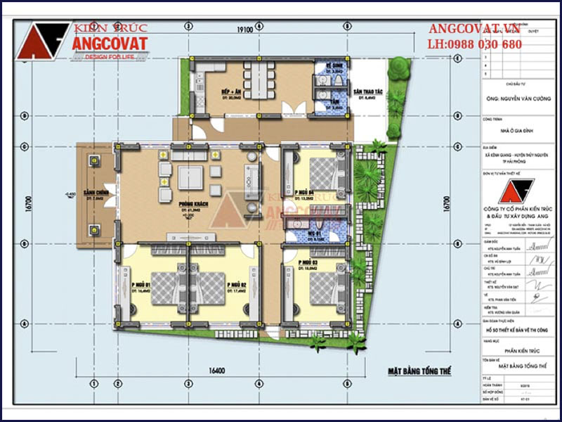 Phương án bố trí mặt bằng nội thất: Nhà cấp 4 130m2 4 phòng ngủ tại Hải Phòng