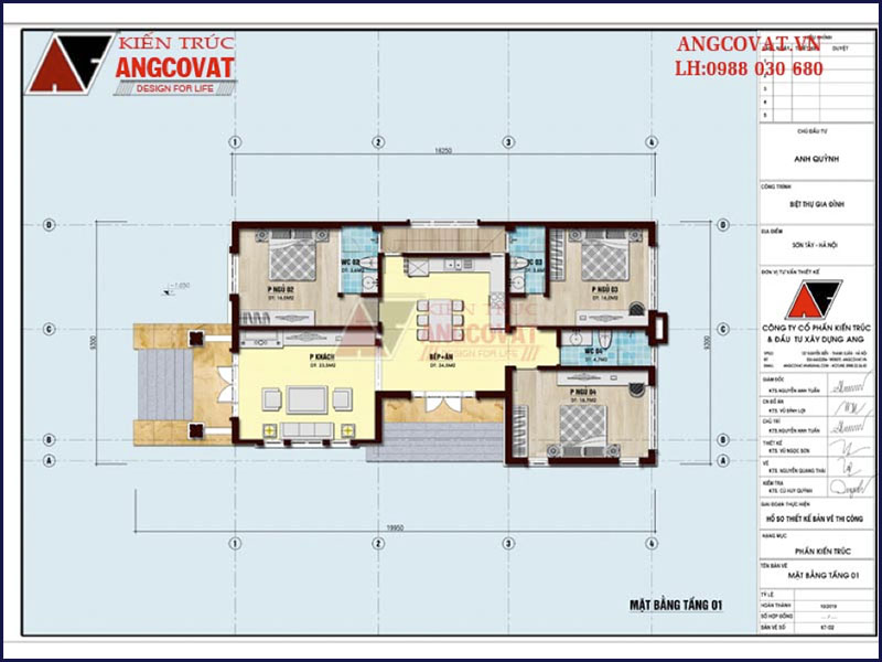 Mặt bằng nội thất tầng 1: Nhà cấp 4 130m2 4 phòng ngủ kết hợp tầng hầm tại Hà Nội