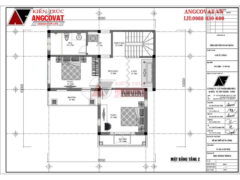 mặt bằng biệt thự 2 tầng đẹp