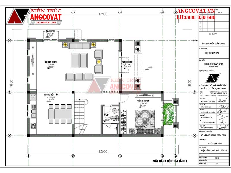 mặt bằng biệt thự 2 tầng