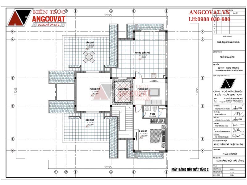 Mặt bằng nhà 1 tầng có gác lửng đẹp kích thuóc 15x14m – Gác lửng
