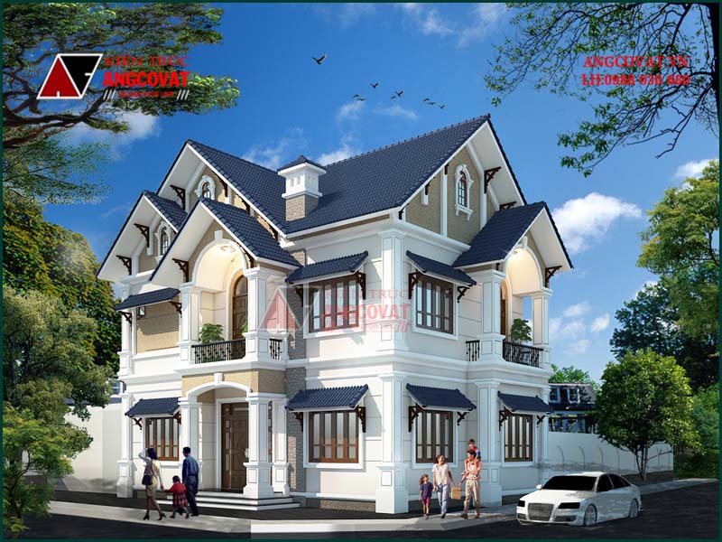 Mẫu nhà 2 tầng kiến trúc độc đáo phong cách tân cổ