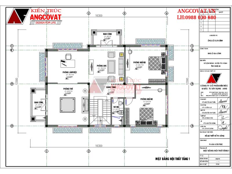 mặt bằng biệt thự 2 tầng 3 phòng ngủ đẹp