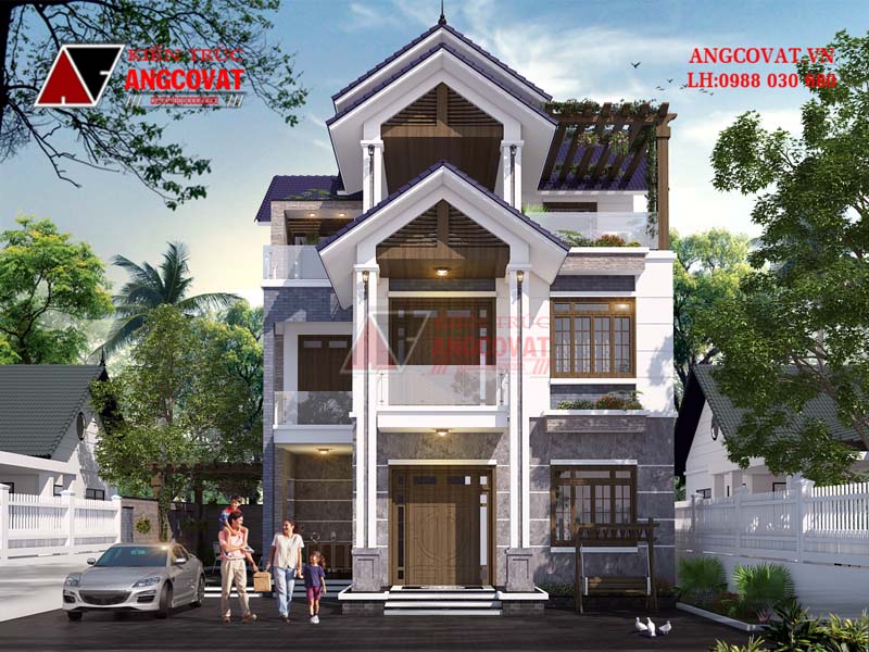 mặt tiền nhà 3 tầng đẹp