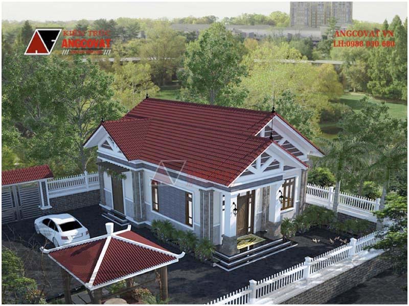 Phối cảnh view 2 ngôi nhà xây 800 triệu đẹp ngỡ ngàng như biệt thự 1 tầng 110m2