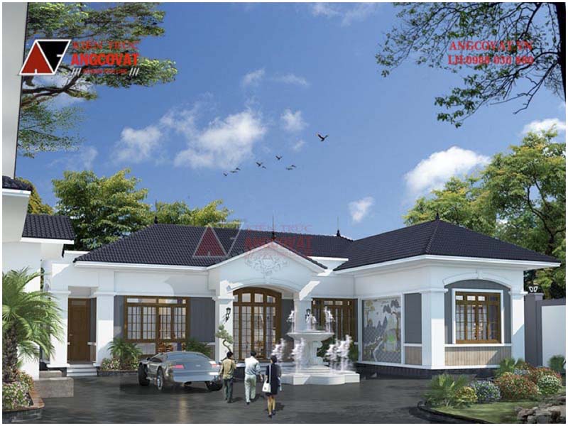 Tham khảo cách tính chi phí xây nhà cấp 4 130m2 từ mẫu thiết kế nhà mái thái hình chữ L