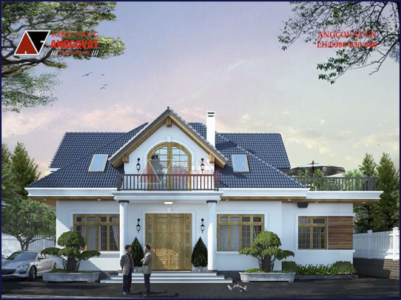 Phối cảnh view 2: Mẫu nhà cấp 4 130m2 4 phòng ngủ 1.5 tầng độc đáo, ấn tượng