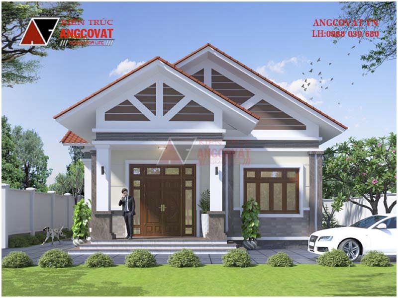 Phối cảnh view 1 mẫu nhà xây 800 triệu đẹp ngỡ ngàng như biệt thự 100m2 có 3 phòng ngủ