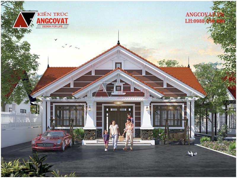 Thực hành cách tính chi phí xây nhà cấp 4 130m2 qua mẫu nhà 1 tầng 3 phòng ngủ 1 phòng thờ ở Hà Nội