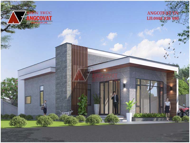Phối cảnh view 1 nhà xây 800 triệu đẹp ngỡ ngàng như biệt thự 1 tầng 2 phòng ngủ mái bằng