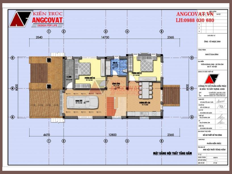 Bản vẽ mặt bằng tầng hầm nhà biệt thự vườn cấp 4 có tầng hầm 115m2