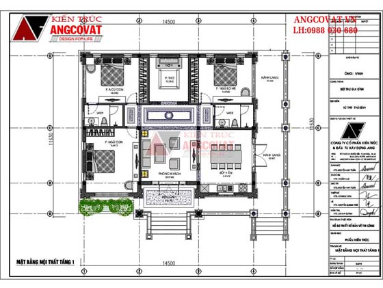 Mặt bằng: Thiết kế mẫu ban ve nha cap 4 co phong tho diện tích 120m2 đẹp