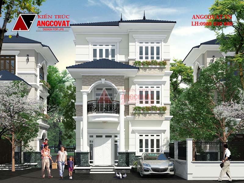 Mẫu biệt thự 3 tầng mặt phố nguy nga tráng lệ tại Vĩnh Phúc