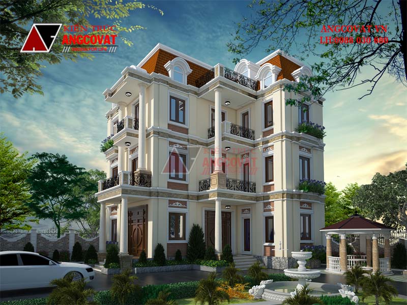 mẫu biệt thự mái mansard