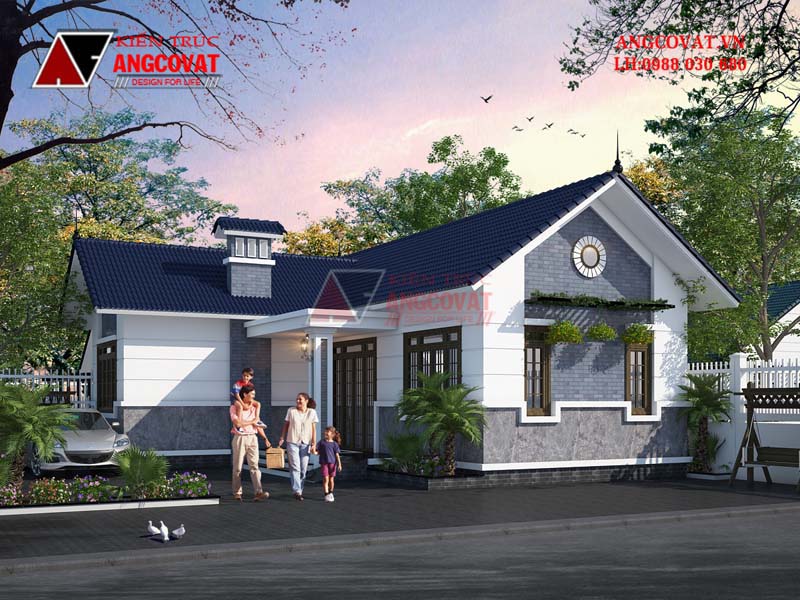 Thiết kế biệt thự mini một tầng mái thái