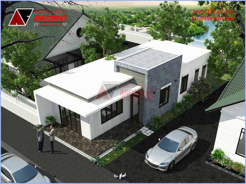 thiết kế biệt thự 1 tầng tối giản 100m2