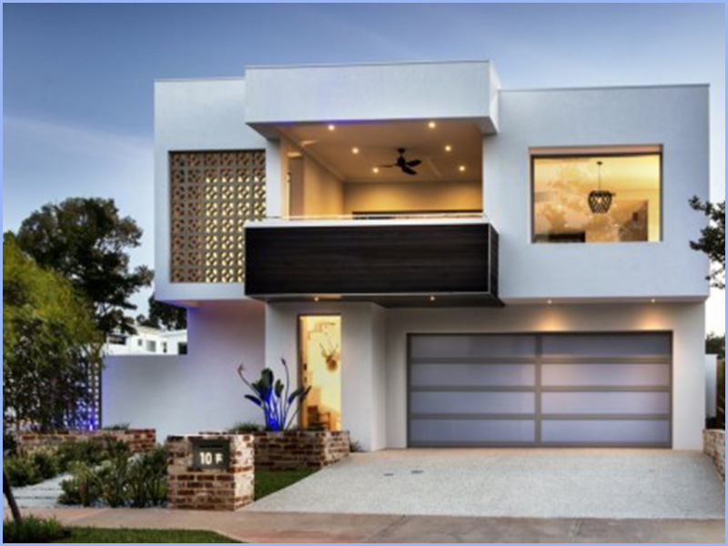 nhà 2 tầng mái bằng phong cách tối giản