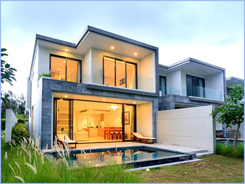 Mẫu nhà biệt thự phong cách tối giản 2 tầng