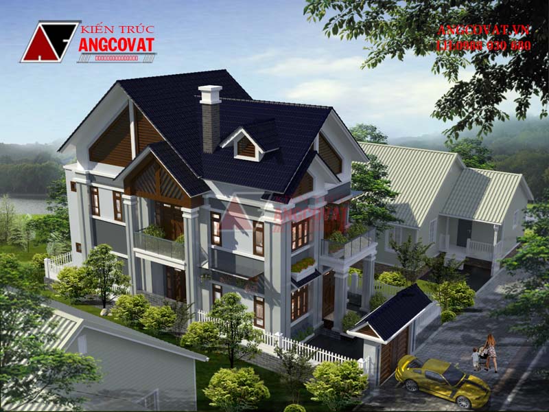Hệ mái ngói ấn tượng của mẫu thiết kế biệt thự đẹp 8x20m 2 tầng