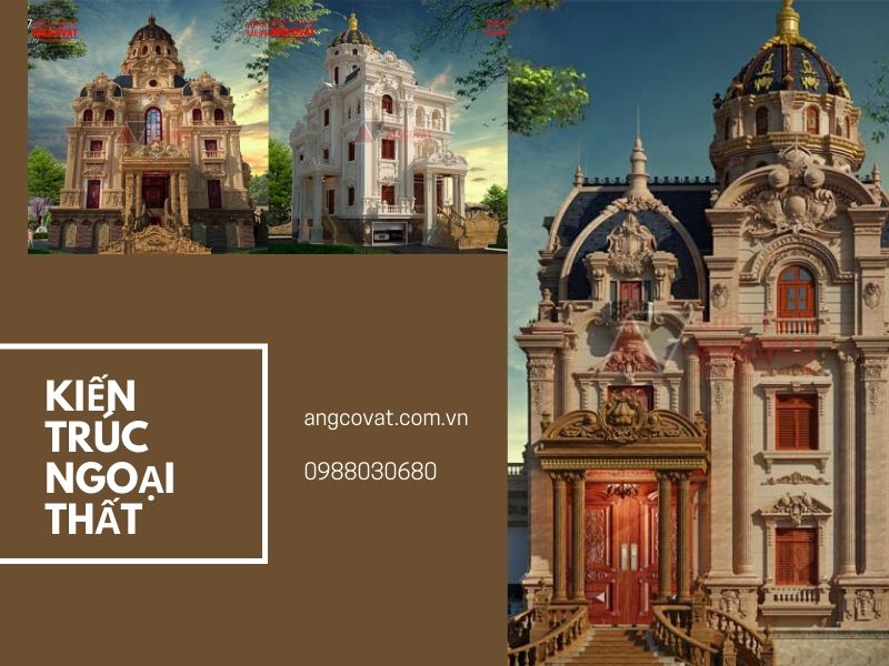 Ngoại thất ấn tượng bởi nhiều chi tiết  mềm mại và khỏe khoắn của biệt thự to đẹp