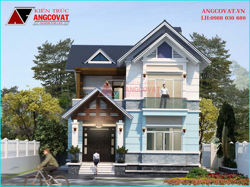 kiến trúc nhà lầu đơn giản 2 tầng