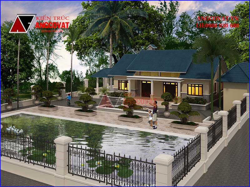 Kiến trúc nhà trệt đơn giản sân vườn đẹp