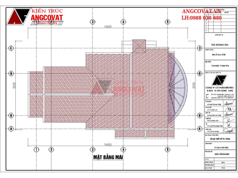 mặt bằng biệt thự mini một tầng mái thái