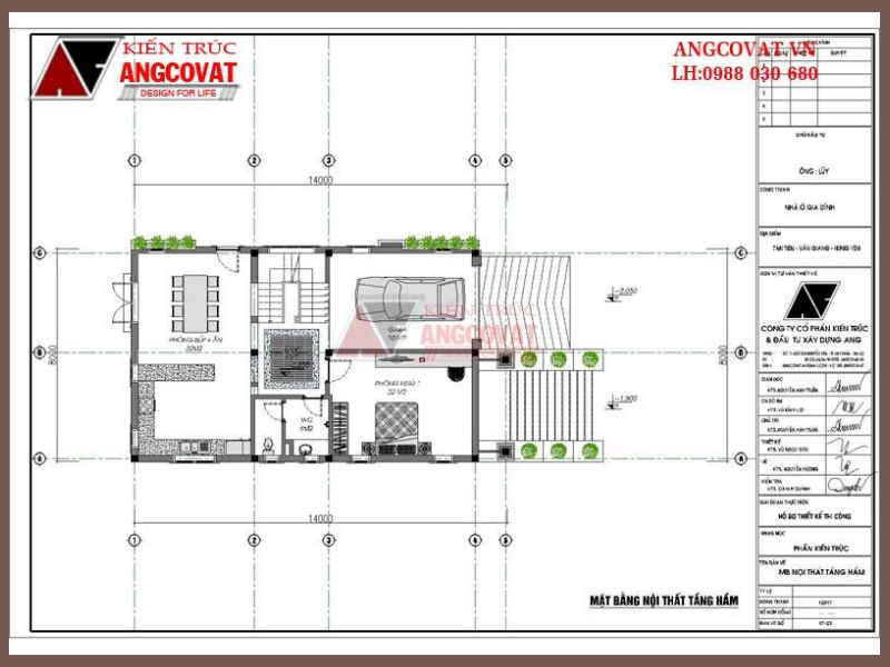  Mặt bằng nội thất tầng bán hầm mẫu nhà cấp 4 100m2 đẹp