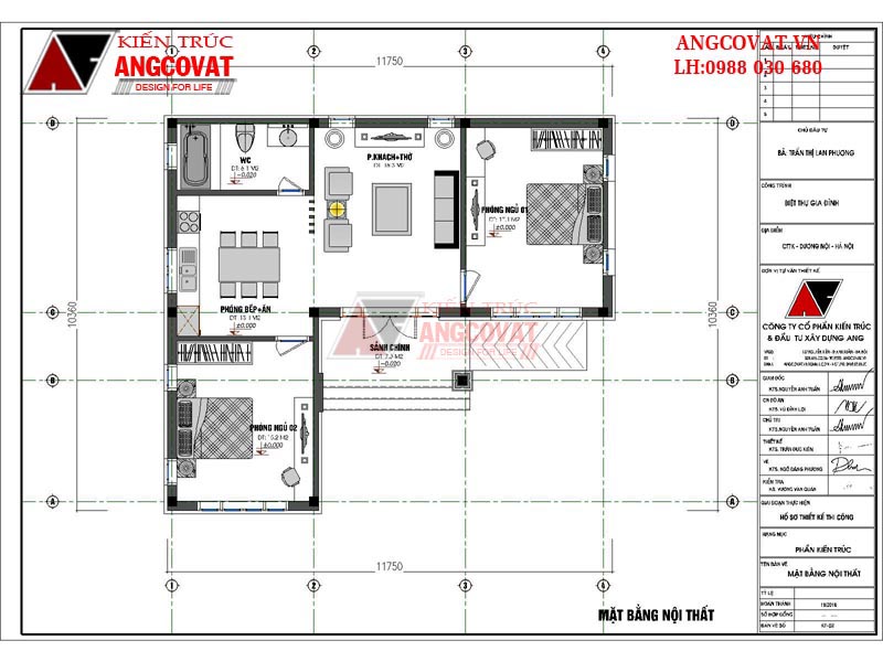 bản vẽ biệt thự mini một tầng mái thái