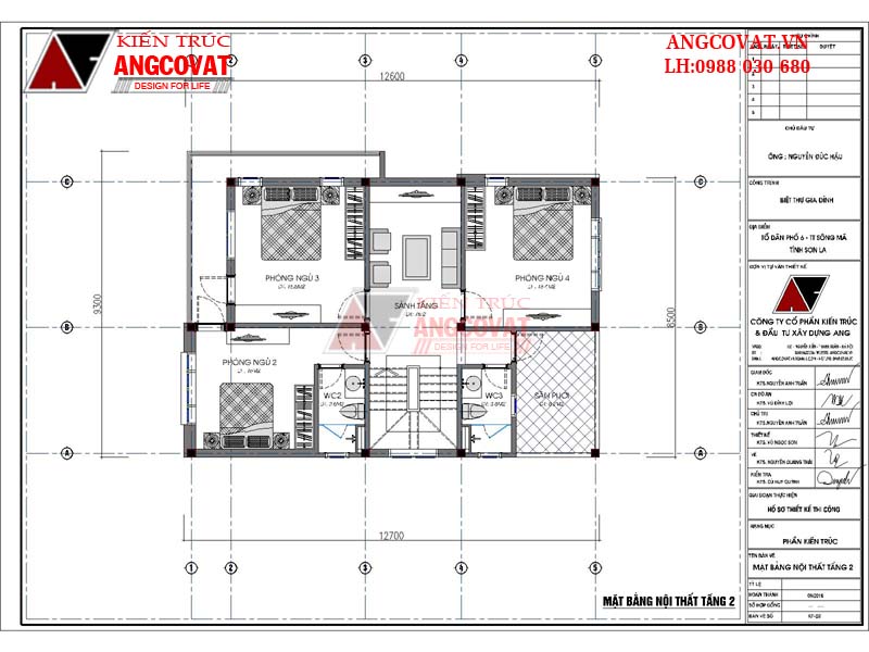 Tham khảo mặt bằng tầng 2 thiết kế nhà 3 tầng có sân thượng