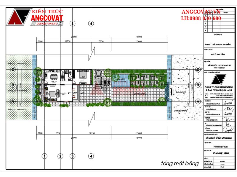 Mặt bằng tổng thể của mẫu biệt thự 9x13 phong cách hiện đại